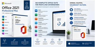 Produktbild von Microsoft Office 2021 Professional Plus Aktivierungsschlüssel | Lebenslange Lizenz | 1 PC | Digitaler Download Beschreibung