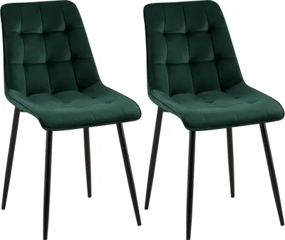 Produktbild von CLP 2er Set Esszimmerstuhl Gifford Samtbezug gepolstert mit Rückenlehne grün Material Samt