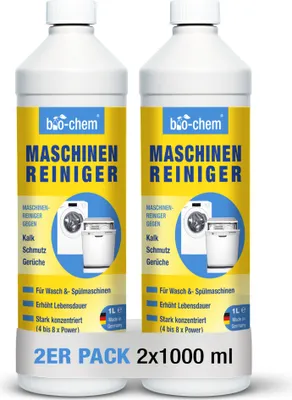 Produktbild von bio-chem Maschinenreiniger 2x 1000 ML für Waschmaschine und Geschirrspüler I Geruchsneutral & schonend I Flüssiger Intensiv-Reiniger für das Innere von Spülmaschinen und Waschmaschinen I DE