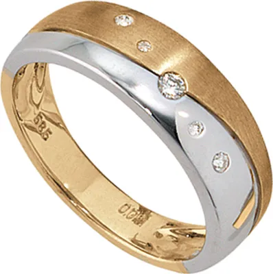 Produktbild von Ring für Damen mit Diamanten 585 Gold Weißgold & Gelbgold Fingerschmuck Innenumfang 54mm  Ø17.2mm