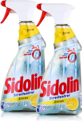 Produktbild von Henkel Glas- und Fensterreiniger, 500ml, 2er Pack, Streifenfrei, Zitrus, Farblos, hohe Wirksamkeit, für glatte Oberflächen