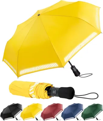 Produktbild von Taschenschirm, windbeständig, gelbe reflektierende Streifen, für Reisen