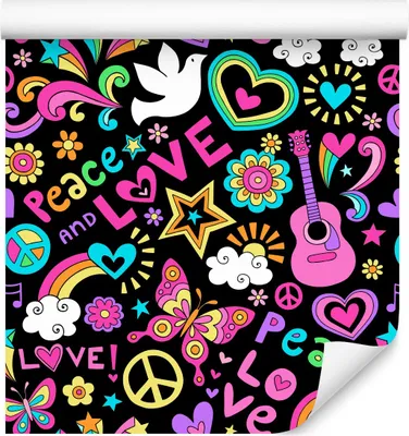 Immagine prodotto di 10m VLIES WALLPAPER rotolo asilo nido graffiti ragazze uccelli cuori XXL