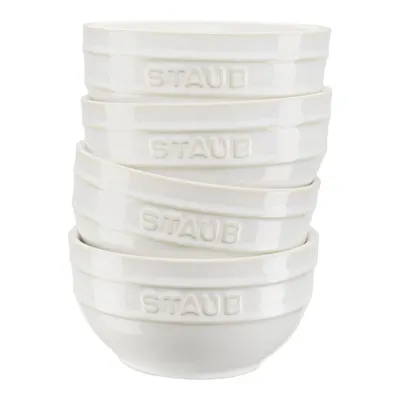 Image de Set of 4 Staub round bowls - 12 cm  Ivory