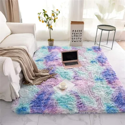 Produktbild von Hochflor Teppich Shaggy Super weich Flauschig Blau Lila 120 x 160 cm