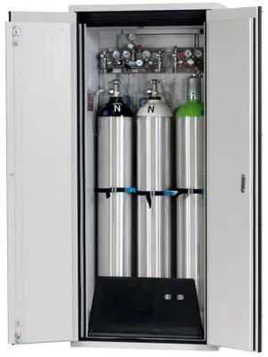 Produktbild von Druckgasflaschenschrank, 30 Min. feuerwiderstandsfähig, für 3x50-l-Flaschen, BxTxH 900x615x2050 mm, RAL 7035