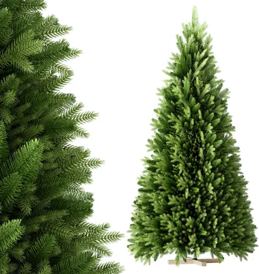 Productafbeelding van TRMLBE Kerstboom, kunstmatig, 180 cm, groene dennenboom, PVC+PE, snelle opbouw, kerstdecoratie, decoratieve boom met houten voet, kerstboom, geschikt voor binnen en buiten