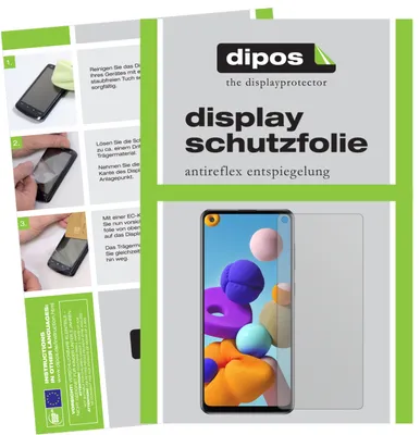 A collage of images showing instructions for applying a screen protector and a product shot of the screen protector on a phone.