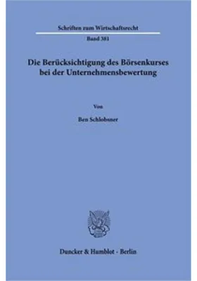 Obrázek produktu pro Die Berücksichtigung des Börsenkurses bei der Unternehmensbewertung