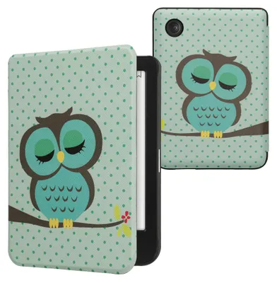 Produktbild von kwmobile Schutzhülle für Kobo Clara BW / Clara Colour / Tolino Shine (5) / Shine Color Hülle - eReader Flip Case mit Auto Sleep Funktion - Eule Schlaf