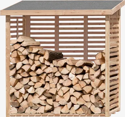 Produktbild von Kaminholzregal Außen Holz "KAMO L mit Rückwand" 200x75x200 cm
