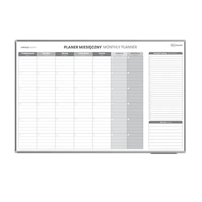 Zdjęcie produktu dla Planer MIESIĘCZNY suchościeralny magnetyczny 120x90 cm