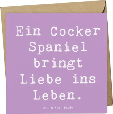 Produktbild von Mr. & Mrs. Panda Grußkarte Spruch Liebe Cocker Spaniel - Lavendeltraum - Geschenk, faltkarte, Hunderassen Eigenschaften, Klappkarte, tierische, Hundeliebe, Pflege