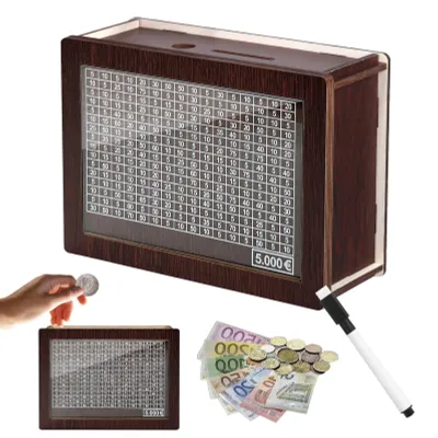 Produktbild von Spardose aus Holz mit Zähler und Sparziel (5000 €)