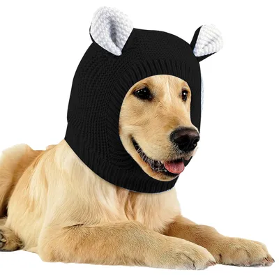 Produktbild von Leise Ohren für Hunde, HundeOhrenschützer Lärmschutz Gestrickte Hundehüte Haustierohren Warme Hundeohrabdeckung Wintermütze Hund Snood(Schwarz)