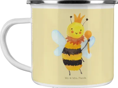 Produktbild von Mr. & Mrs. Panda Kaffeepott Biene König - Gelb Pastell - Geschenk, Pott, Emaille Tasse, Haferl, Hummel, Teetasse, becher