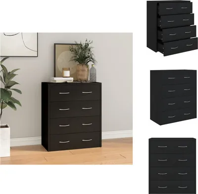 Obrázok produktu pre vidaXL Komoda so 4 zásuvkami 60×30,5×71 cm čierna - Príborníky