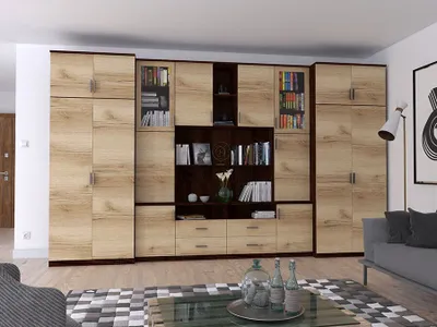 Produktbild von Meblast | Sawa Wohnwand; Dunkles Sonoma / Grand Eiche - Premium Beschläge | Möbel, Klassisch, Premium TV-Möbel, Große Anbauwand, Schrankwand, Wohnzimmer-Set, Sonoma Eiche