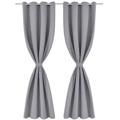 Produktbild von vidaXL Zasłony zaciemniające 2 szt. z metalowymi oczkami 135 x 175 cm Szare