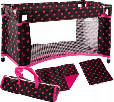 Produktbild von Kinderplay Puppenreisebett mit Tasche und Bettwäsche – zusammenklappbares Puppenbett für Puppen bis 46 cm