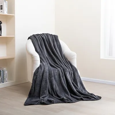 Produktbild von Kuschelige Waffeldecke Flauschige Wohndecke Sofadecke Decke Couch Weich Überwurf 150x200cm Anthrazit