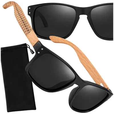 Image de Lunettes de soleil polarisées - Filtre de protection UV-400 cat.3 - Confort visuel clair - Monture en bambou tendance - Protection professionnelle pour les personnes actives - Couleurs contrastées