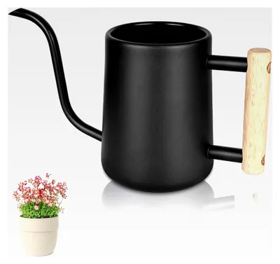 Produktbild von Gießkanne 1L Klein, Mini Metall Schwarz für Zimmerpflanzen, Sukkulenten und Außenpflanzen