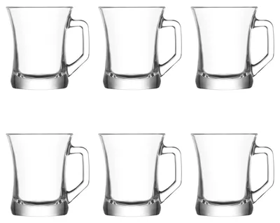 6-teiliges Teegläser-Set mit Henkel, 225 ml, Glas, spülmaschinengeeignet
