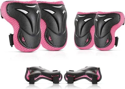 Produktbild von Knie- und Ellenbogenschützer-Set, rosa, 6-teilig, für Skaten und Steppen