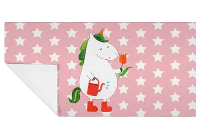 Produktbild von Mr. & Mrs. Panda handtuch baumwolle Einhorn Gärtner - Rot Pastell - Geschenk, Flauschtuch, Freundin, Einhörner, Garten, kleines, gesichtshandtuch, Blume, Frotteehandtuch