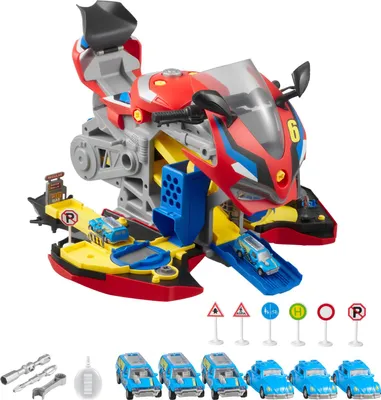 Zdjęcie produktu dla SucceBuy zabawka z silnikiem motocyklowym, 25-częściowa, zabawka mechanika z odłączanymi częściami, efektami świetlnymi i dźwiękowymi, symulacja jazdy i toru wyścigowego, odpowiednia dla dzieci w wieku 3+, czerwona