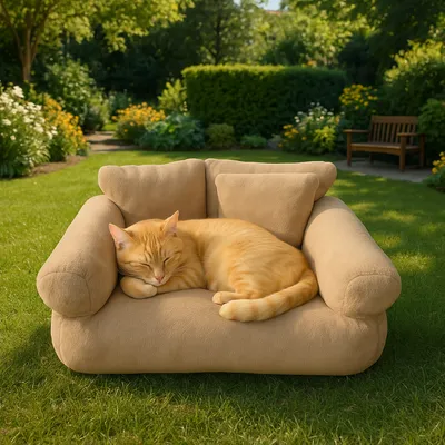 Produktbild von Roxlin Katzenbett kleines Hundesofa Flauschig und waschbar Katzensofa Hundebett für Katzen, weich Katzenbett mit Rutschfester Unterseite XLarge