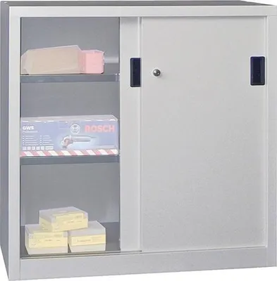 Produktbild von PAVOY Schiebetürenschrank B1000xT400xH1000 mm 2 Böden verzinkt RAL 7035