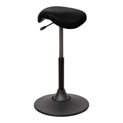Produktbild von STIER Multibeweglicher Hocker, ergonomisch geformter Sattelsitz, schwarzes Kunstleder, höhenverstellbar 51-70 cm