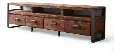 Immagine prodotto di Mobile TV in legno massello, con 4 cassetti e 2 vani, design in legno e metallo