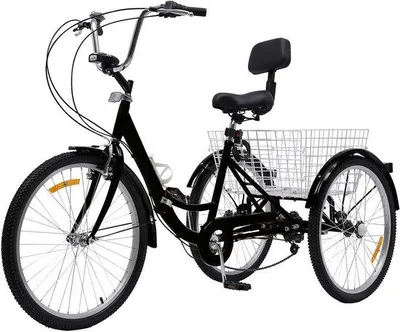 Productafbeelding van Opvouwbare Driewieler - Driewieler Volwassenen - Stad en Boodschappen - 7 Versnellingen - 24 inch - Zwart