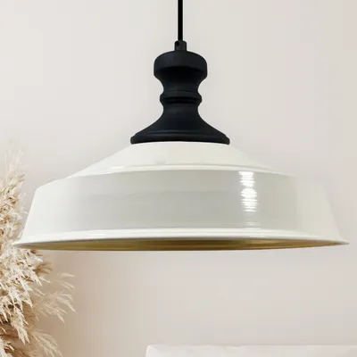 Produktbild von Pendelleuchte Asletl Schwarz-Knob Hängelampe Küchenlampe Hängend 40 cm - Weiß