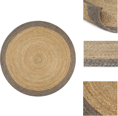 Image de vidaXL Tapis Fait main Jute avec Bord Gris 120 cm - Tapis