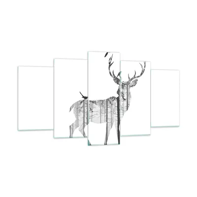 Produktbild von Bilder auf glas - Hirsch Herbst Wald Illustration - 160x85cm - Glasbilder - Wandbilder - Kunstdruck - zum Aufhängen bereit - Wanddekoration aus Glas - Glas Bilder - Wandbild auf Glas - GEA160x85-3159