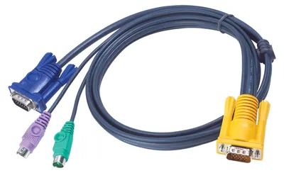 Produktbild von ATEN PS/2-KVM-Kabel mit 3-in-1-SPHD, 1,8 m, 1,8 m, PS/2, PS/2, VGA, Schwarz, HDB-15 + 2 x PS/2