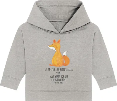 Produktbild von Mr. & Mrs. Panda Organic Baby Hoodie Einhorn Fuchs 24. - 36. Monat - Heather Grey - Geschenk, Kapuzensweatshirt, Unicorns, Füchse, Unicorn, Fuchshörnchen, Kapuzenshirt
