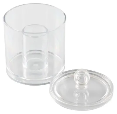 Productafbeelding van Bremermann houder voor wattenschijfjes en wattenstaafjes met deksel – cosmetische organizer van transparant PS-plastic, rond