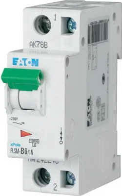 Produktbild von Eaton LS-Schalter 10kA B 6A/1pol+N 1,5TE Eaton PLSM-B6/1N-MW, 1 Stk.