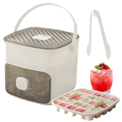 Obrázek produktu pro Stroj na výrobu ledu s 48 opakovaně použitelnými formičkami na kostky ledu, úložná krabička, vhodný pro koktejly, kávu a tropické nápoje, bílý