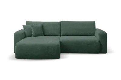 Produktbild von VENASI Ecksofa mit Schlaffunktion & Bettkasten Roma, Grün Cordstoff