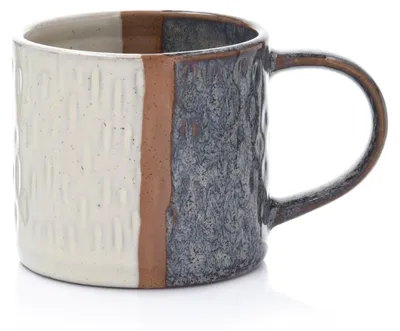Produktbild von DUKA Tasse Kaffeetasse Porzellantasse Kaffeebecher - Wunderschöner 250-ml-Becher aus cremefarbenem und blauem KRAFT DUKA Steingut