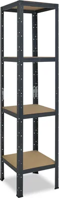 A tall, four-shelf storage unit.