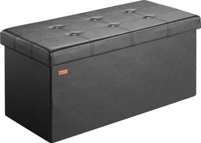 Produktbild von CASARIA® Sitzbank mit Stauraum Faltbar Schwarz 80x40x40cm Gepolstert Deckel Kunstleder Schlafzimmer Wohnzimmer Flur Sitztruhe Truhenbank Polsterbank