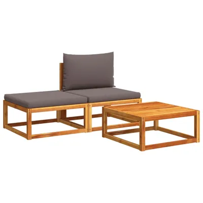 Produktbild von 3-tlg. Gartensofa-Set mit Kissen Holz Akazie & Rattan