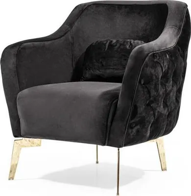 Produktbild von Sessel Chesterfield Ohrensessel Stoff Wohnzimmer Polyester Schwarz